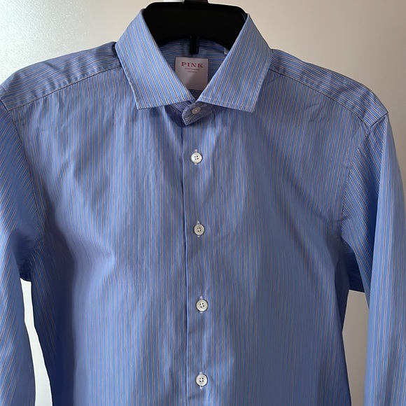 Pink Shirtmaker London Men's Button Down Long Sleeve Shirt, Size Medium - Picture 2 of 13